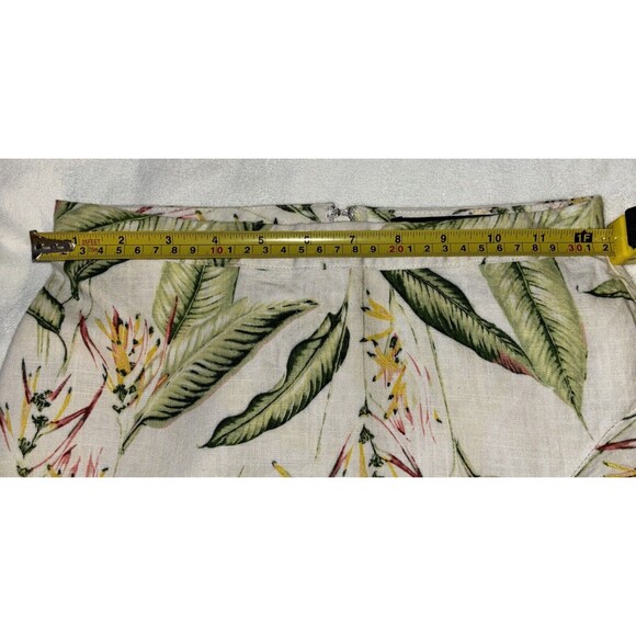 BCBG MAXAZRIA Bird of Paradise XXS Linen MIDI Skirt Tropical Floral Coconut Girl - Picture 7 of 8